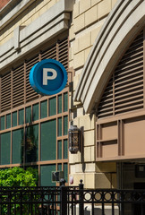 Blue Parking Garage Sign