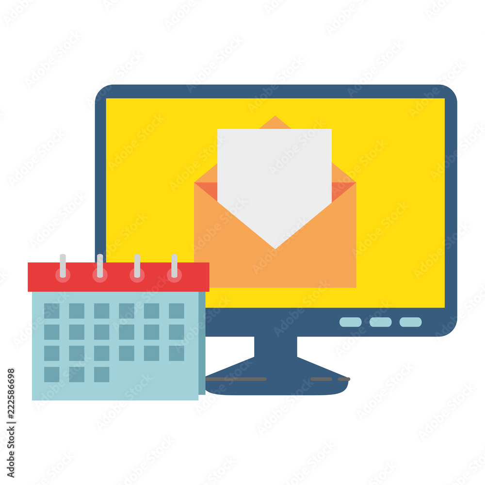 Poster computer with envelope mail and calendar
