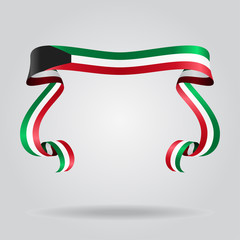 Kuwaiti flag wavy ribbon background. Vector illustration.
