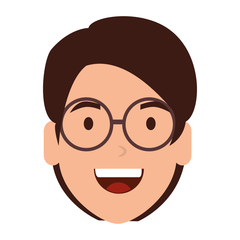 young man with glasses head character