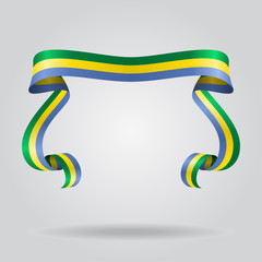 Gabon flag wavy ribbon background. Vector illustration.