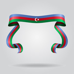 Azerbaijani flag wavy ribbon background. Vector illustration.
