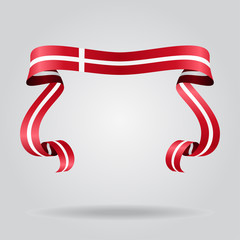 Fototapeta premium Danish flag wavy ribbon background. Vector illustration.