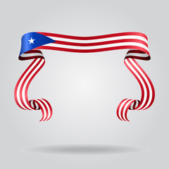Puerto Rican flag wavy ribbon background. Vector illustration.