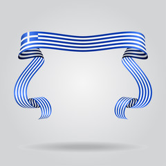 Greek flag wavy ribbon background. Vector illustration.