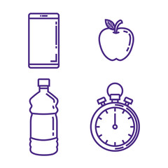 healthy and fitness lifestyle set icons