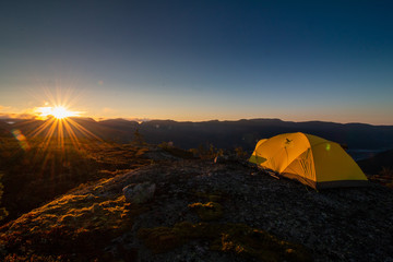 scenic sunrise after a cold night in telemark, norway