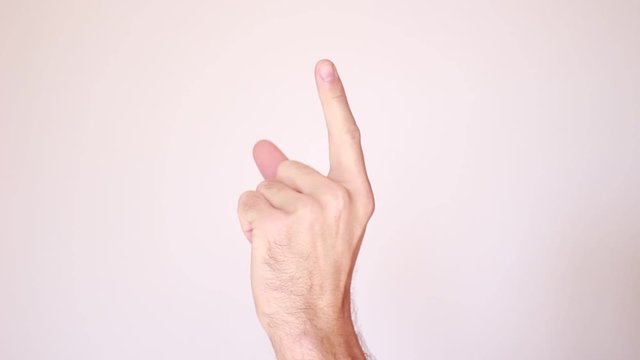 Rising forefinger and snapping/male hand