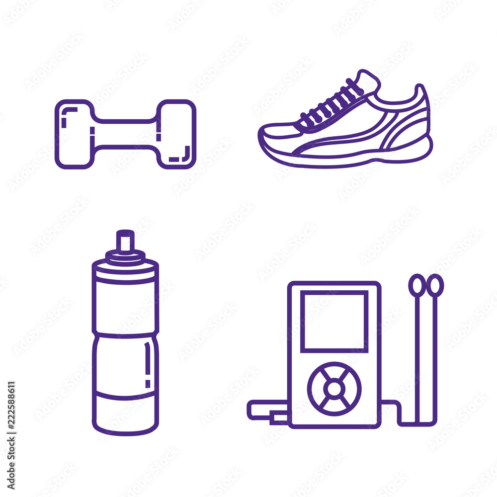 Sticker healthy and fitness lifestyle set icons