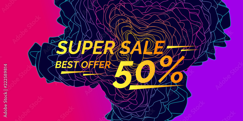 Poster abstract vector poster with chaotic shapes, lines and bright dots in a modern style