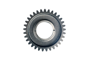 gear shaft of a gear box of the tractor on isolated white background