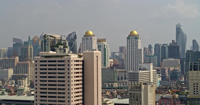 Thailand Bangkok Aerial v124 Low to high cityscape view from Ratchathewi and Pathum Wan districts 3/18