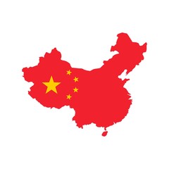 China map with Chinese national flag illustration
