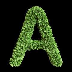Green alphabet letter collection 3d illustration