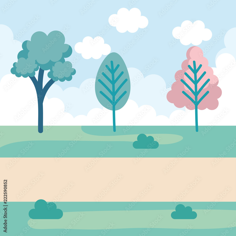 Sticker landscape park scene icon