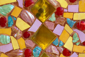 The walls are decorated with tiles .