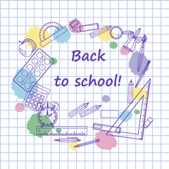 Back to school - background with education icons. vector illustration.