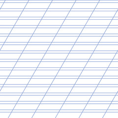 A sheet of paper in a school notebook oblique ruler on a vertical background. Vector illustration