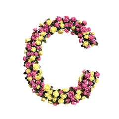 Flowered alphabet floral letter collection 3d illustration