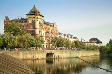 Prague summer colorful cityscape. Czech republic in summer