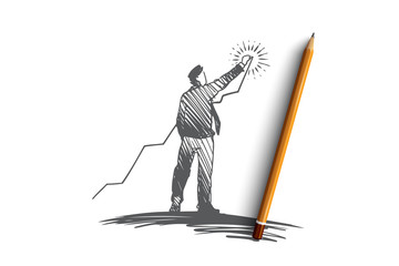 Investing, growth, profit, success concept. Hand drawn isolated vector.