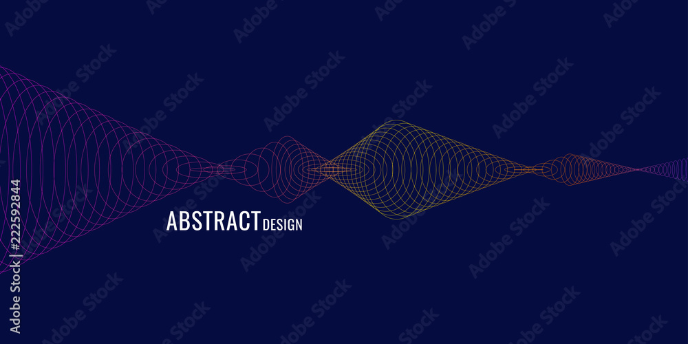 Poster elegant abstract poster with colorful lines on a dark background.