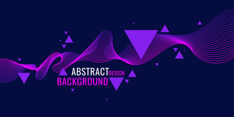 Bright poster with dynamic waves. Illustration minimal flat style