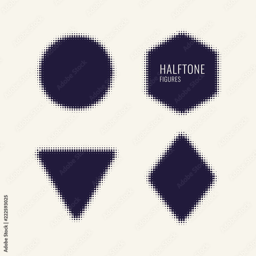 Poster monochrome printing raster, abstract vector halftone shapes.