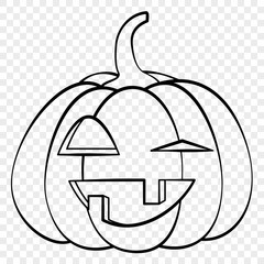 Laughing face Halloween pumpkin emotion outline drawing for laser cutting, festive decor, stickers.