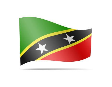 Waving Saint Kitts and Nevis flag in the wind.