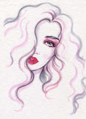 beautiful woman. fashion illustration. watercolor painting