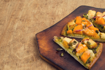 Pizza with vegetables and meat