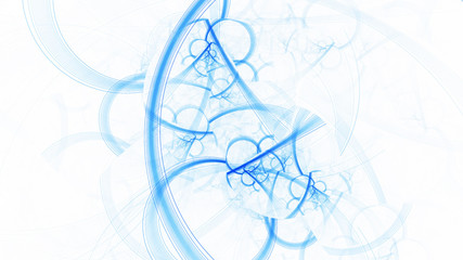 Abstract blue lines. Digital fractal art. 3D rendering.