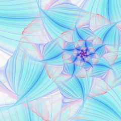 Abstract exotic blue flower. Close-up view. Fantasy fractal design. Psychedelic digital art. 3D rendering.