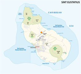 Obraz premium Sint Eustatius road and national park vector map.