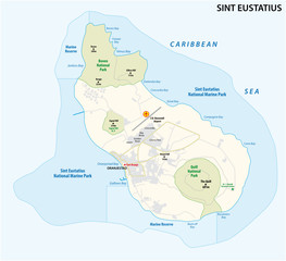 Sint Eustatius road and national park vector map.