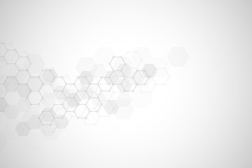 Abstract molecular structure and chemical elements. Medical, science and digital technology concept. Vector geometric background from hexagons.