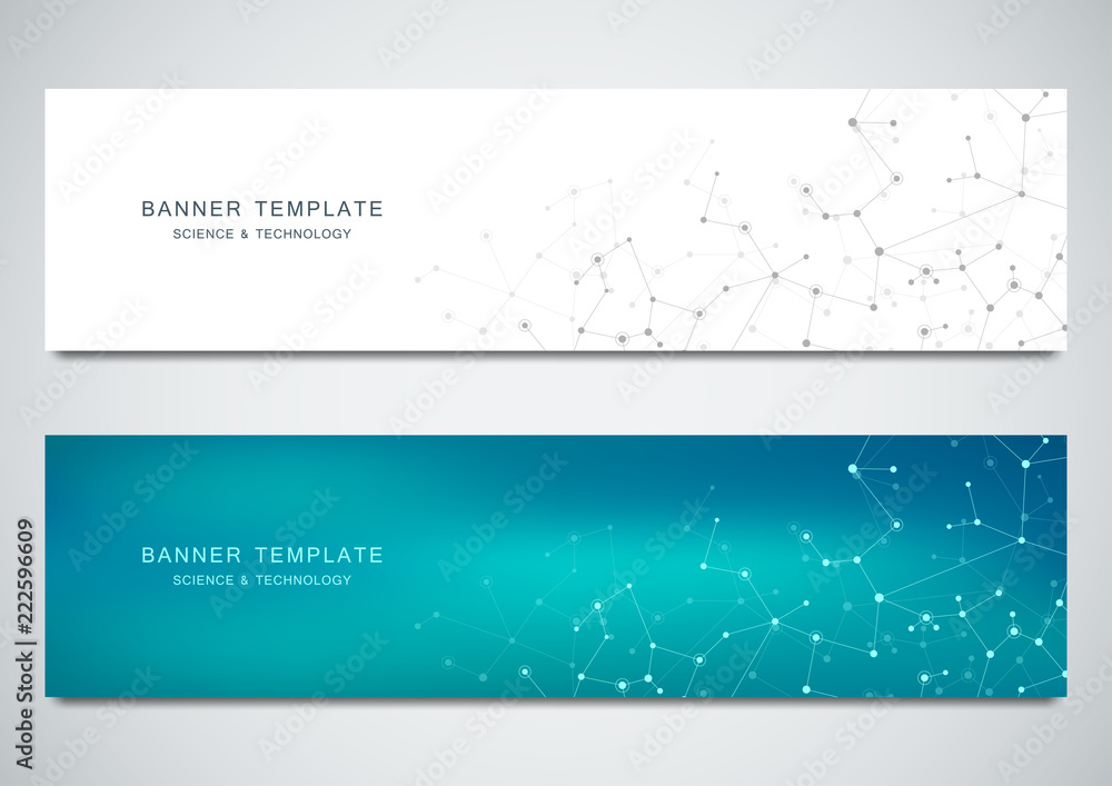 Poster vector banners design for medicine, science and digital technology. molecular structure background a