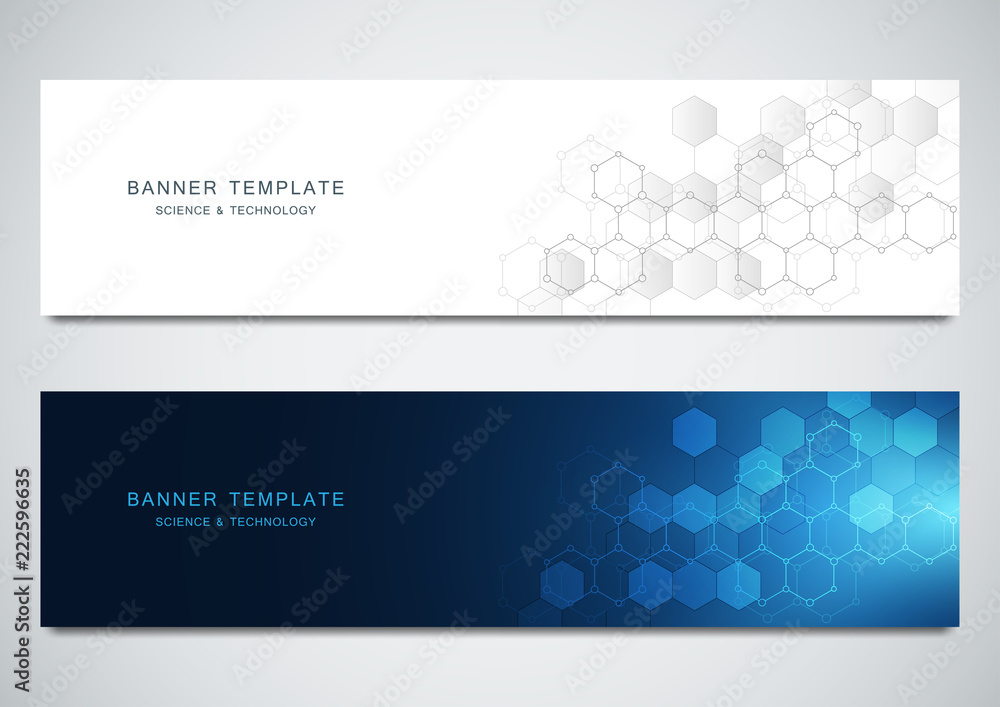 Aufkleber vector banners for science and digital technology. geometric abstract background with hexagons desig