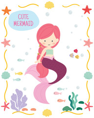 Obraz na płótnie Canvas cute mermaid vector.