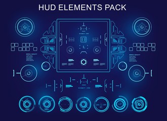 HUD user interface, target. Futuristic blue virtual graphic touch user interface