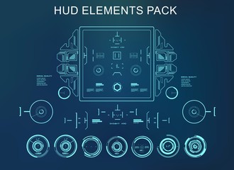 HUD user interface, target. Futuristic blue virtual graphic touch user interface