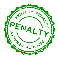 Grunge green penalty word round rubber seal stamp on white background