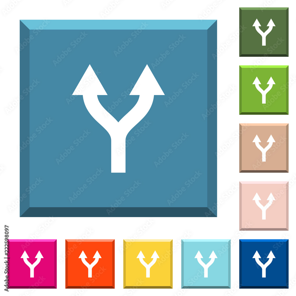 Poster split arrows up white icons on edged square buttons
