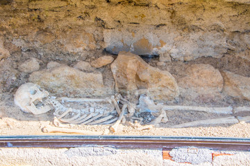 Archaeological site of Nemea in Greece. A skeleton of a woman aged more than 2000 years was found in an excavation in the area 