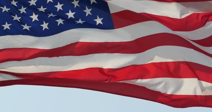 4k American flag is fluttering in wind.