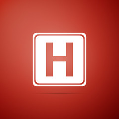 Hospital sign icon isolated on red background. Flat design. Vector Illustration