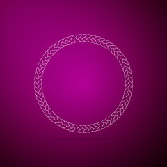 Rope frame icon isolated on blue background. Frames from nautical rope. Round marine rope for decoration. Flat design. Vector Illustration