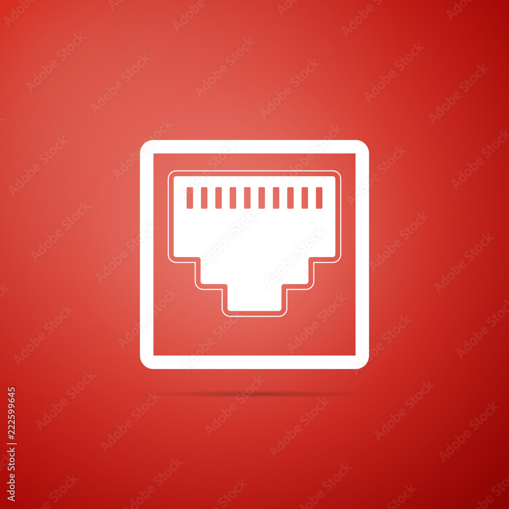 Aufkleber network port - cable socket icon isolated on red background. lan port icon. ethernet simple icon. lo
