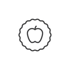 Fototapeta na wymiar Apple fruit outline icon. linear style sign for mobile concept and web design. Vegan food label simple line vector icon. Symbol, logo illustration. Pixel perfect vector graphics